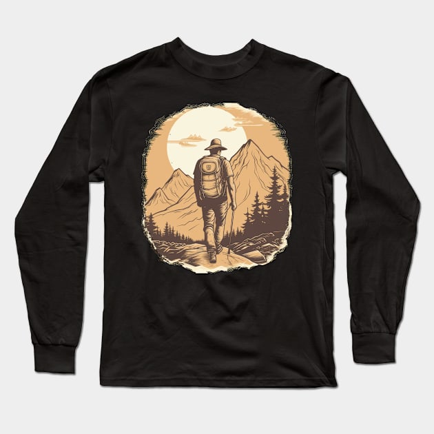 Going on a retro adventure deep into the woods Long Sleeve T-Shirt by Pixel Poetry